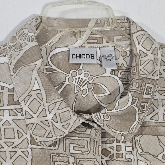 Women’s Chico’s Shacket Size 2 100% Cotton Button Front Jacket with Pockets - Picture 3 of 15